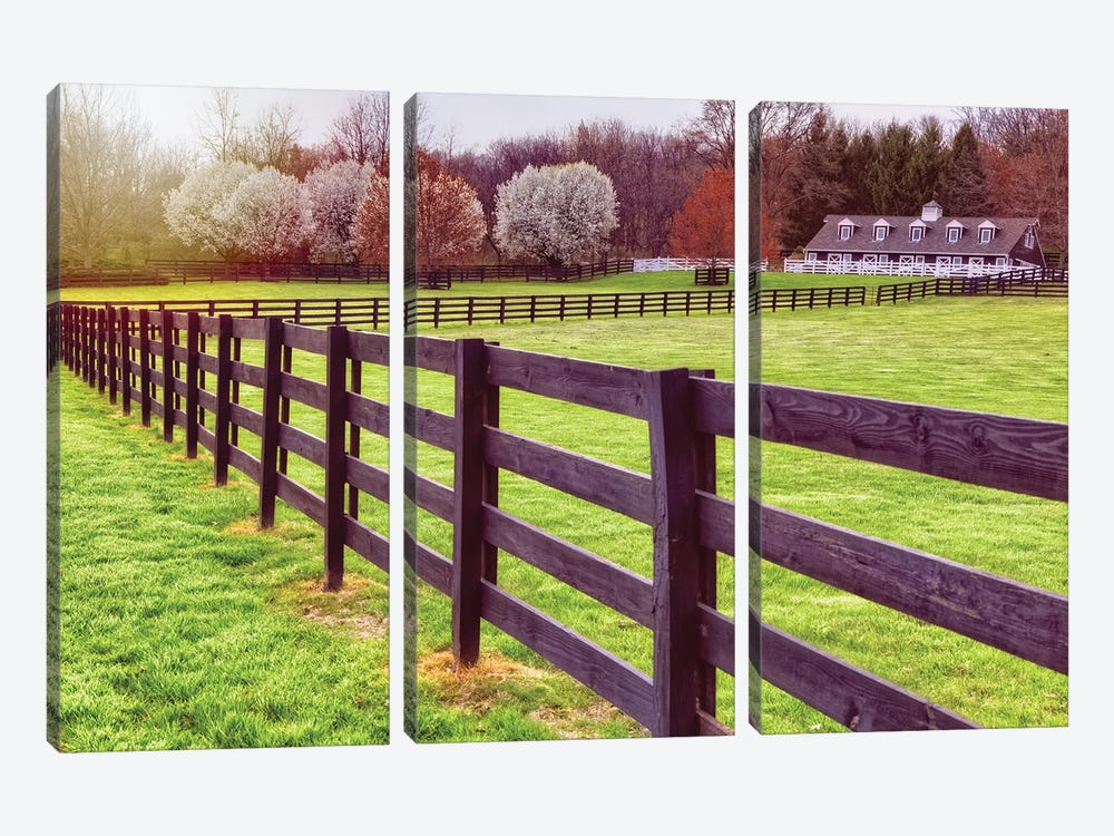 Hunterdon Country Spring Scene With A Stable, Tewksbury, New Jersey by George Oze 3-piece Art Print