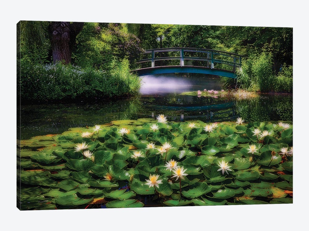 Lily Pond With A Footbridge by George Oze 1-piece Canvas Artwork