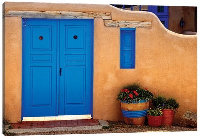 Adobe Walls with Blue Doors, Ranchos De Taos, New Mexico Canvas Art Print