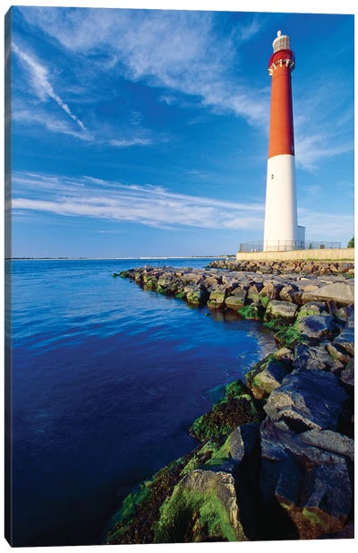 Vertical View Of A Lighthouse, Barnegat Lighthouse, Long Beach Island, New Jersey Canvas Art Print - Nautical Scenic Photography