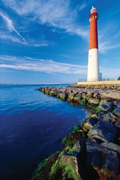 George Oze: Vertical View Of A Lighthouse, Barnegat Lighthouse, Long Beach Island, New Jersey by George Oze