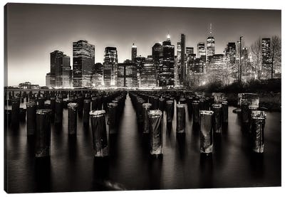 Lower Manhattan Nightscape Viewed From Brooklyn, New York City Canvas Art Print - George Oze