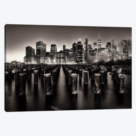 Lower Manhattan Nightscape Viewed From Brooklyn, New York City Canvas Print #GOZ502} by George Oze Canvas Wall Art