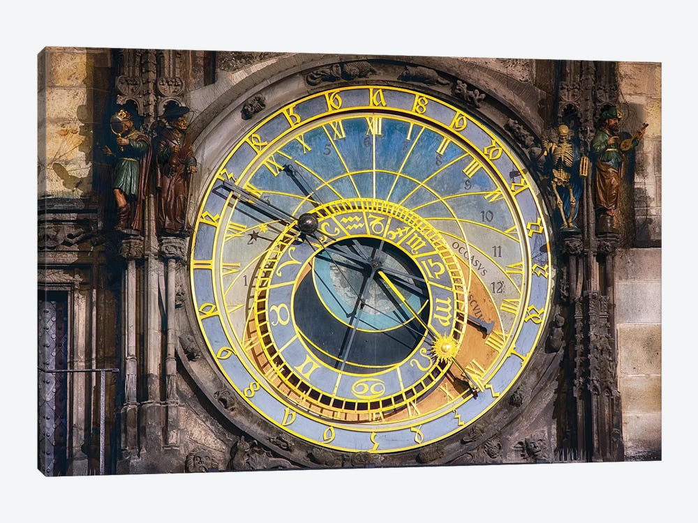 Close Up View of the Prague astronomical clock, Czech Republic by George Oze 1-piece Canvas Wall Art