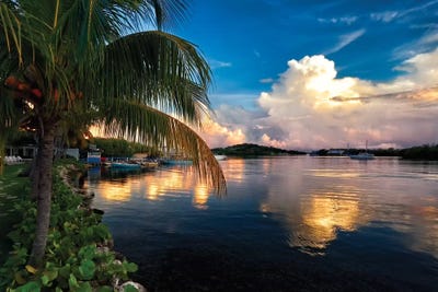 Cloud Reflection in a Bay, La Parguera, Puerto Rico by George Oze framed canvas print