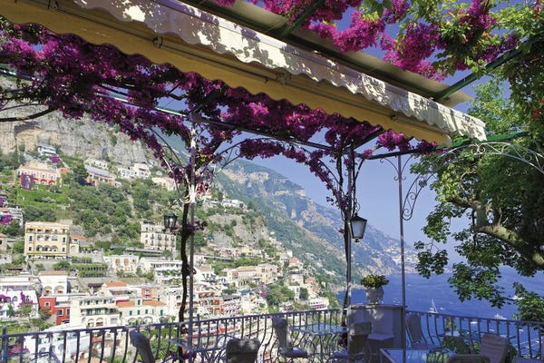 Giclee Features: Relaxing View Of Positano From A Balcony, Amalfi Coast, Italy by George Oze
