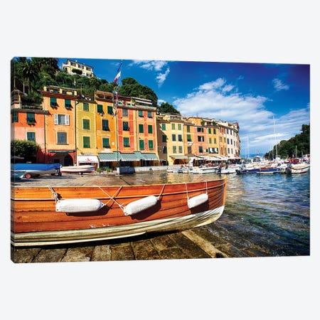 Buildings In A Harbor, Portofino, Liguria, Italy Canvas Print #GOZ521} by George Oze Canvas Art