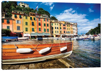 Buildings In A Harbor, Portofino, Liguria, Italy Canvas Art Print - Genoa
