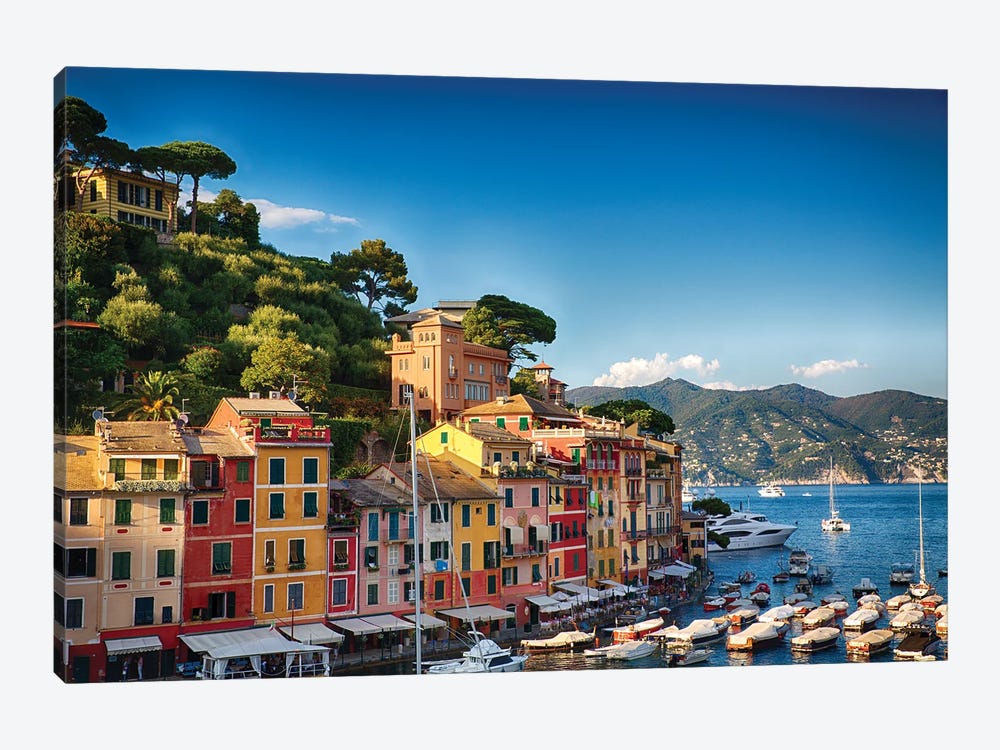 Colorful Harbor Houses In Portofino, Liguria, Italy by George Oze 1-piece Canvas Art Print