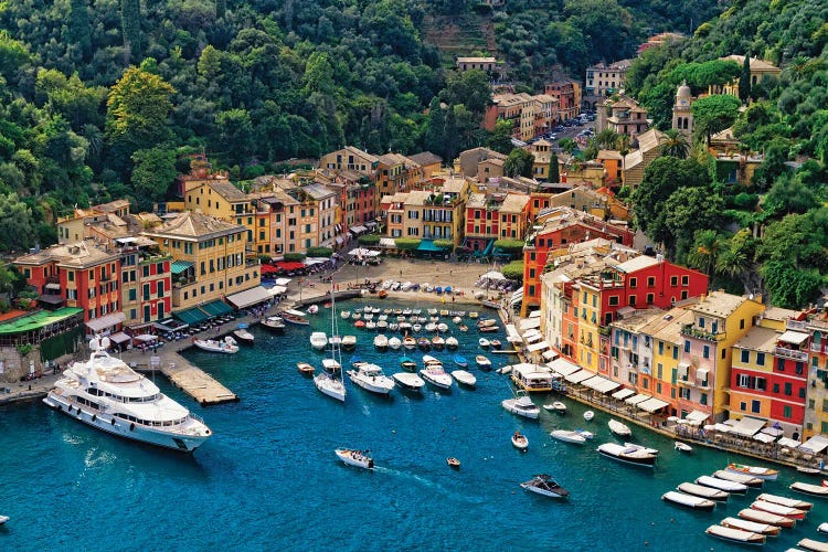 Small Harbor With Boats And Yachts, Portofino, Liguria, Italy by George Oze wall art