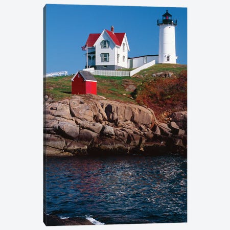 Vertical View Of The Cape Neddick Lighthouse, York, Maine Canvas Print #GOZ526} by George Oze Art Print