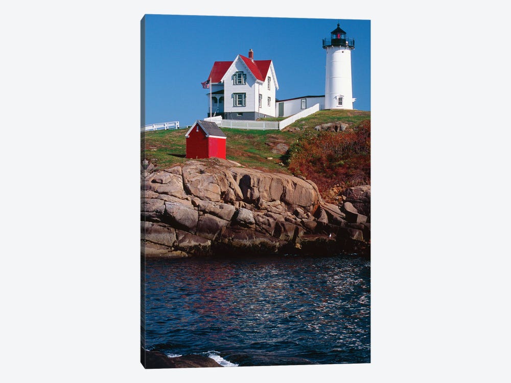 Vertical View Of The Cape Neddick Lighthouse, York, Maine by George Oze 1-piece Canvas Print