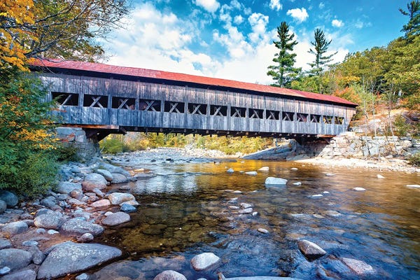 New Hampshire: The Albany Covered Bridge Over The Swift River At Fall, New Hampshire by George Oze