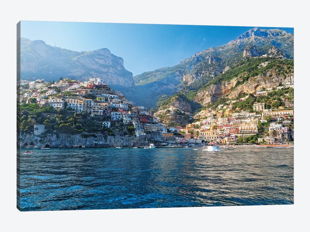 Coastal View of Positano from The Sea, Amalfi Coast, Campania, Italy by George Oze 1-piece Canvas Art