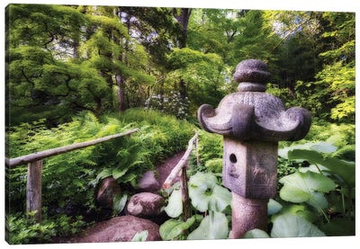Japanese Garden Path With A Stone Lantern At Spring Canvas Art Print - Zen Garden