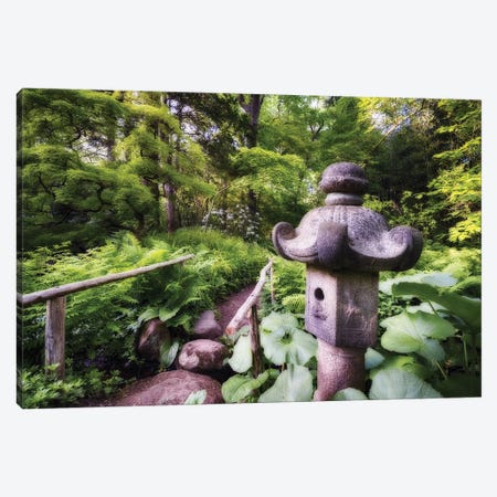 Japanese Garden Path With A Stone Lantern At Spring Canvas Print #GOZ531} by George Oze Art Print