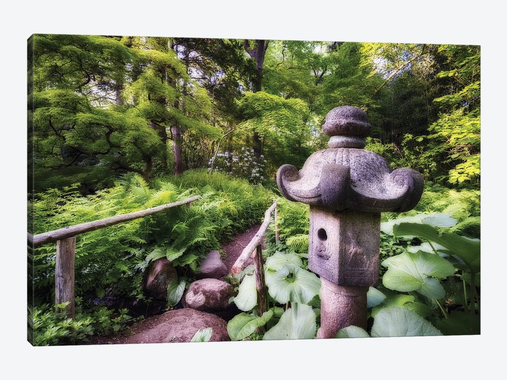 Japanese Garden Path With A Stone Lantern At Spring by George Oze 1-piece Art Print