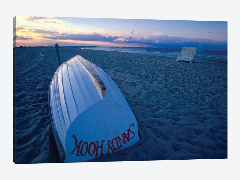 Boat On The New Jersey Shore At Sunset, Sandy Hook by George Oze 1-piece Canvas Wall Art