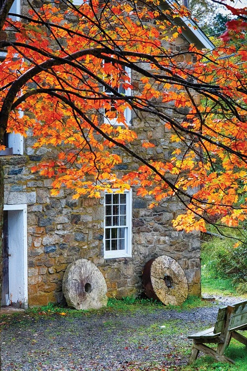 Millstones At A Gristmill During Fall, Cooper Mill, Chatham, New Jersey