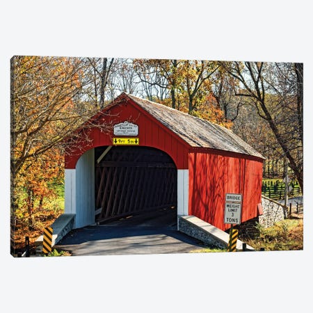 The Knechts Covered Bridge In Bucks County, Pennsylvania, USA Canvas Print #GOZ544} by George Oze Canvas Print