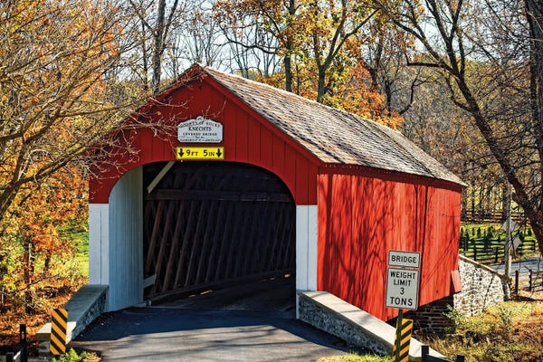 Pennsylvania: The Knechts Covered Bridge In Bucks County, Pennsylvania, USA by George Oze