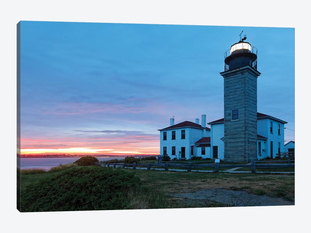 Beavertail Lighthouse At Sunset, Jamestown, Rhode Island by George Oze 1-piece Canvas Art