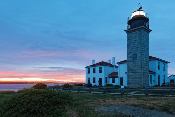 Rhode Island: Beavertail Lighthouse At Sunset, Jamestown, Rhode Island by George Oze