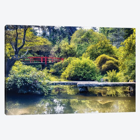 Little Red Footbridge, Kubota Garden, Seattle Canvas Print #GOZ557} by George Oze Canvas Art