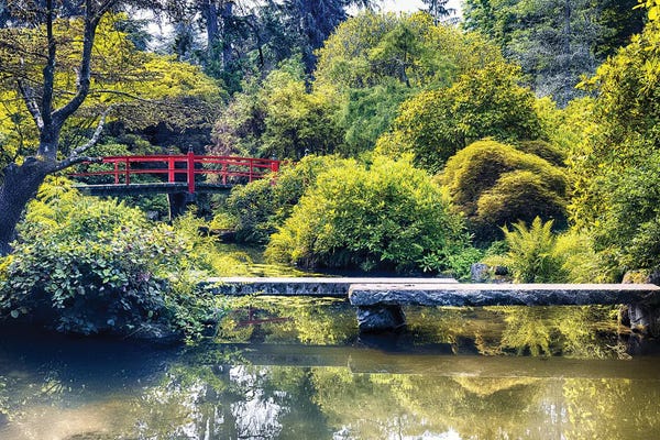 Seattle: Little Red Footbridge, Kubota Garden, Seattle by George Oze