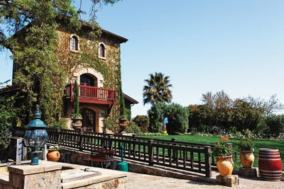 Tuscan Style Building, V. Sattui Winery, St Helena, Napa Valley, California by George Oze art print