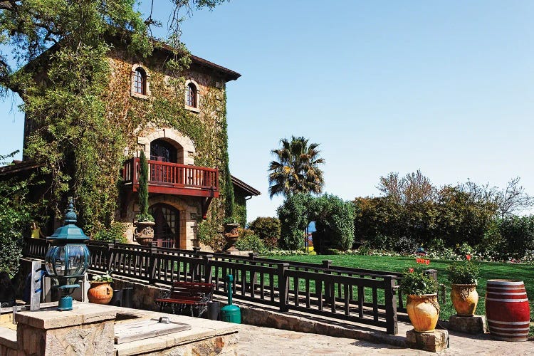 Tuscan Style Building, V. Sattui Winery, St Helena, Napa Valley, California by George Oze wall art