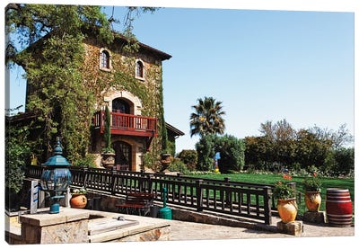 Tuscan Style Building, V. Sattui Winery, St Helena, Napa Valley, California Canvas Art Print - Napa Valley