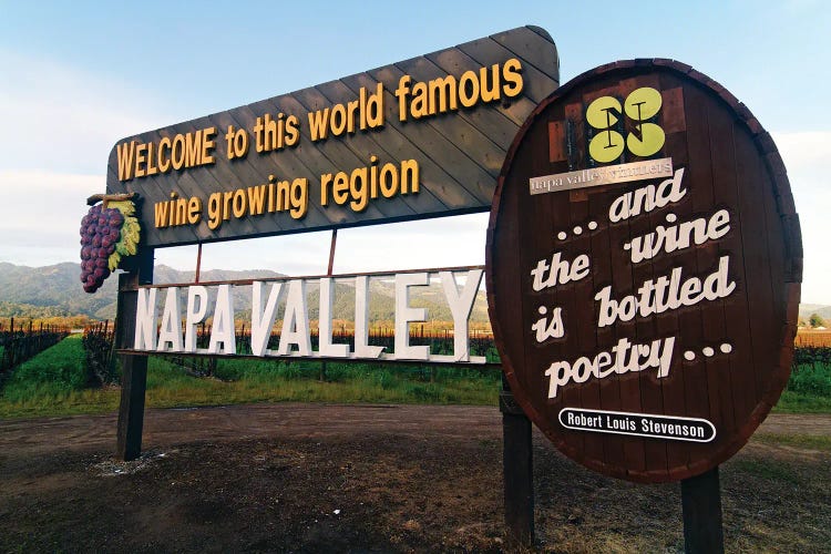 Welcome Sign To Napa Valley, Calistoga, California