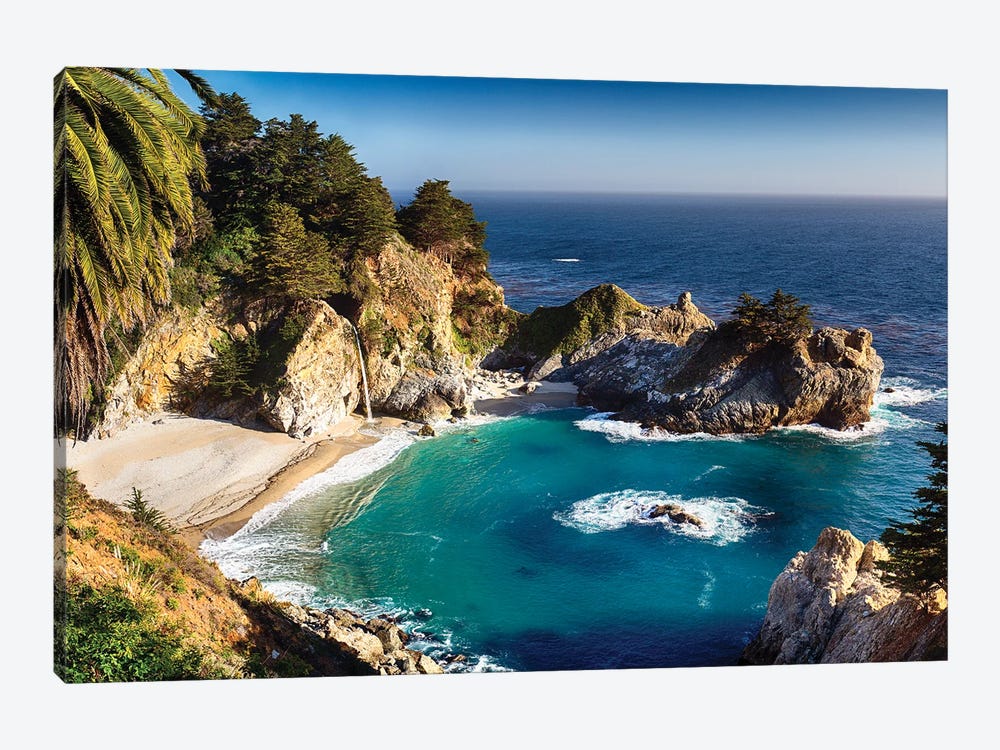 Small Cove With A Waterfall, Mc Way Creek, Big Sur, California by George Oze 1-piece Canvas Art