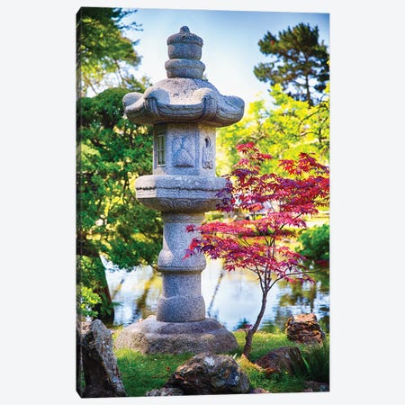 Japanese Lantern In The Garden Canvas Print #GOZ575} by George Oze Canvas Artwork