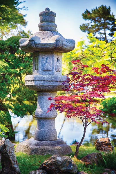 George Oze: Japanese Lantern In The Garden by George Oze