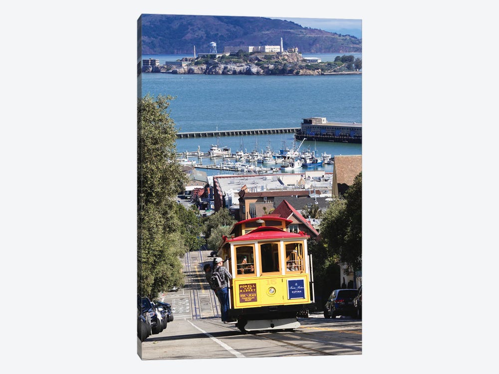 Classic Cable Car Climbing A Hill, San Francisco, California by George Oze 1-piece Canvas Artwork