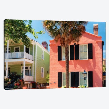 Colorful Houses of Church Street, Charleston, South Carolina Canvas Print #GOZ57} by George Oze Canvas Art Print
