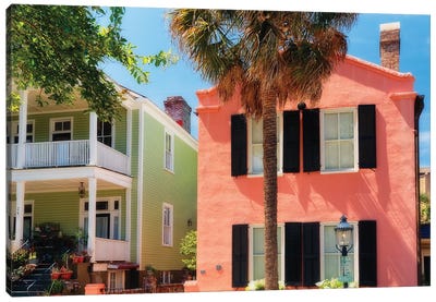 Colorful Houses of Church Street, Charleston, South Carolina Canvas Art Print - South Carolina Art