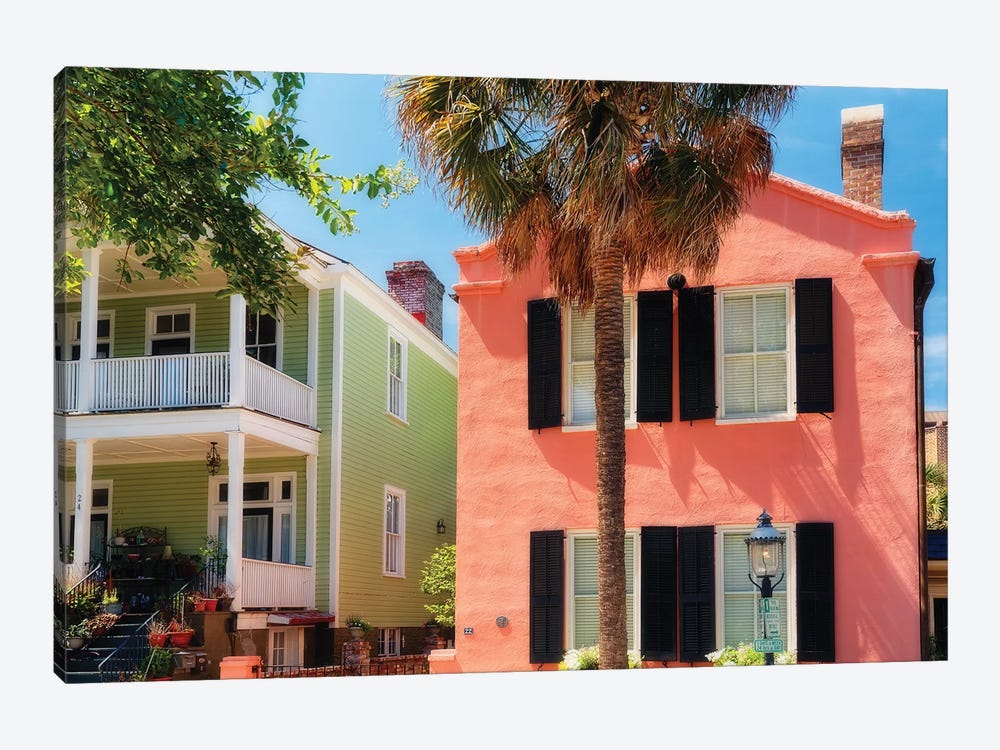 Colorful Houses of Church Street, Charleston, South Carolina by George Oze 1-piece Canvas Print