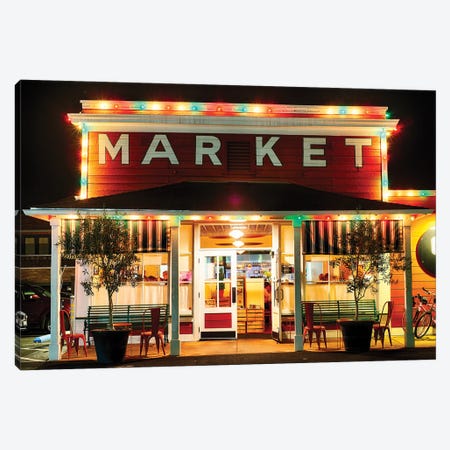 Classic Napa Valley Market At Night Canvas Print #GOZ581} by George Oze Canvas Art