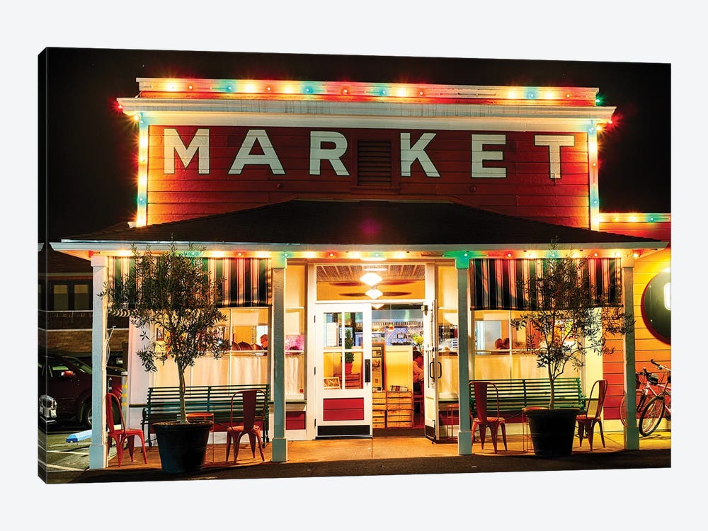 Classic Napa Valley Market At Night by George Oze 1-piece Canvas Artwork