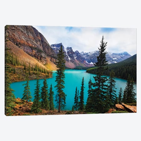 Moraine Lake, Valley Of The Ten Peaks, Alberta, Canada Canvas Print #GOZ583} by George Oze Canvas Artwork