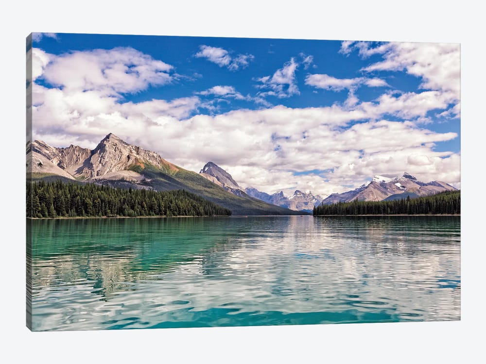 Lake Surrounded By Mountains, Maligne Lake, Jasper National Park, Canada by George Oze 1-piece Canvas Art Print