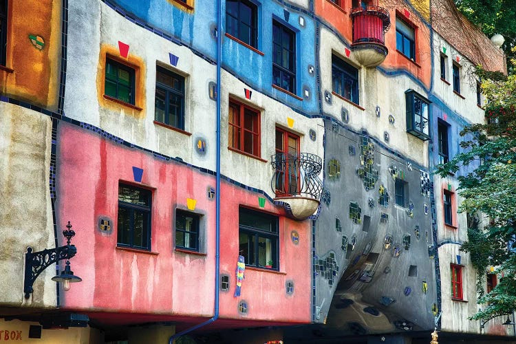 Colorful Impressionistic Architecture Of The Hundertwasser House, Vienna, Austria by George Oze wall art
