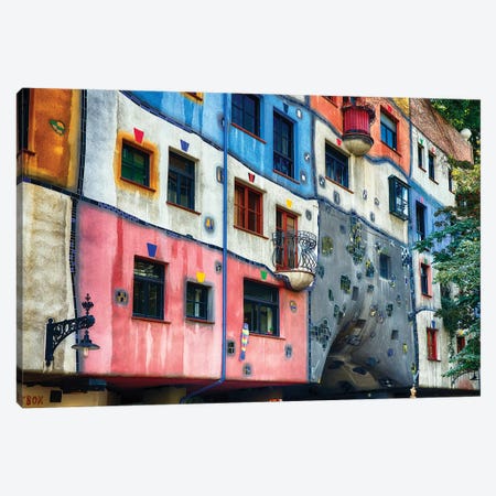 Colorful Impressionistic Architecture Of The Hundertwasser House, Vienna, Austria Canvas Print #GOZ58} by George Oze Canvas Artwork