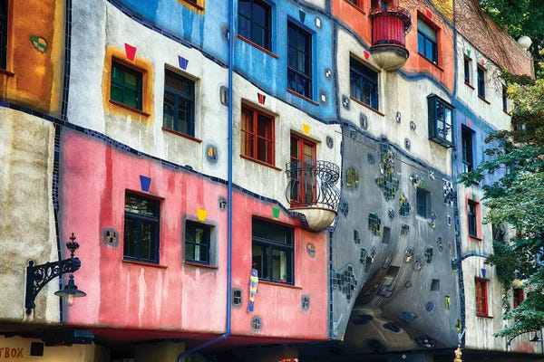 Vienna: Colorful Impressionistic Architecture Of The Hundertwasser House, Vienna, Austria by George Oze