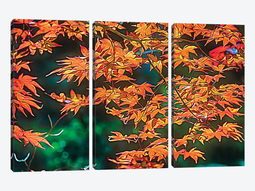 Painterly Leaves by George Oze 3-piece Canvas Wall Art