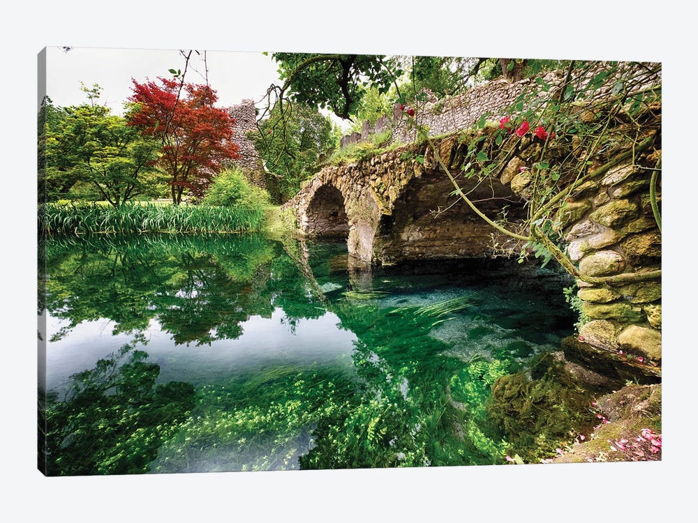 Ancient Bridge Over The Ninfa Creek, Latina, Italy by George Oze 1-piece Canvas Art Print
