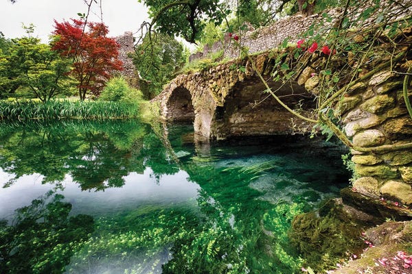 George Oze: Ancient Bridge Over The Ninfa Creek, Latina, Italy by George Oze